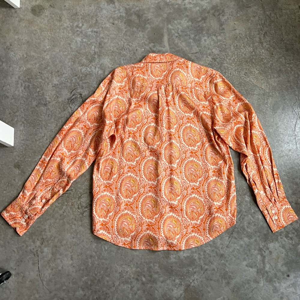 & Other Stories Capsule Collection Orange Paisley Button Down - Picture 8 of 9